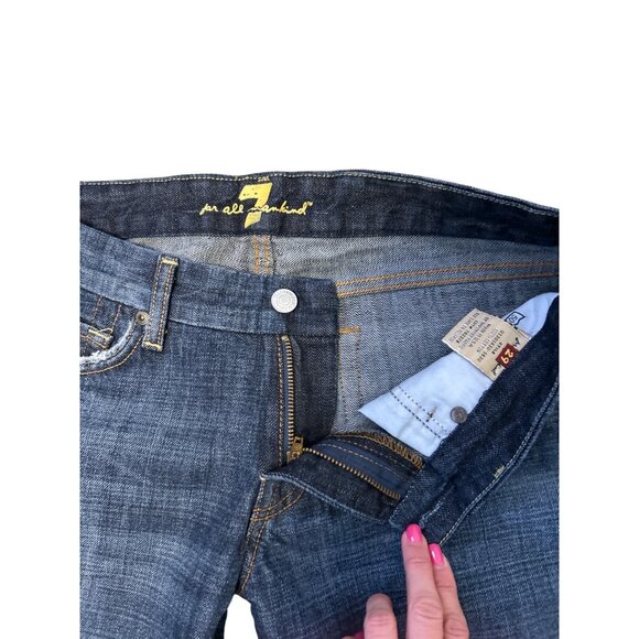 7 for All Mankind Women's "A" Pocket Low Rise Flared Jeans Size 29 Two Toned - Picture 10 of 12